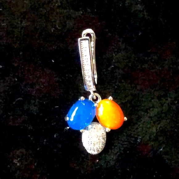 Opals, CZ & 14K White Gold Plated - Picture 2 of 4